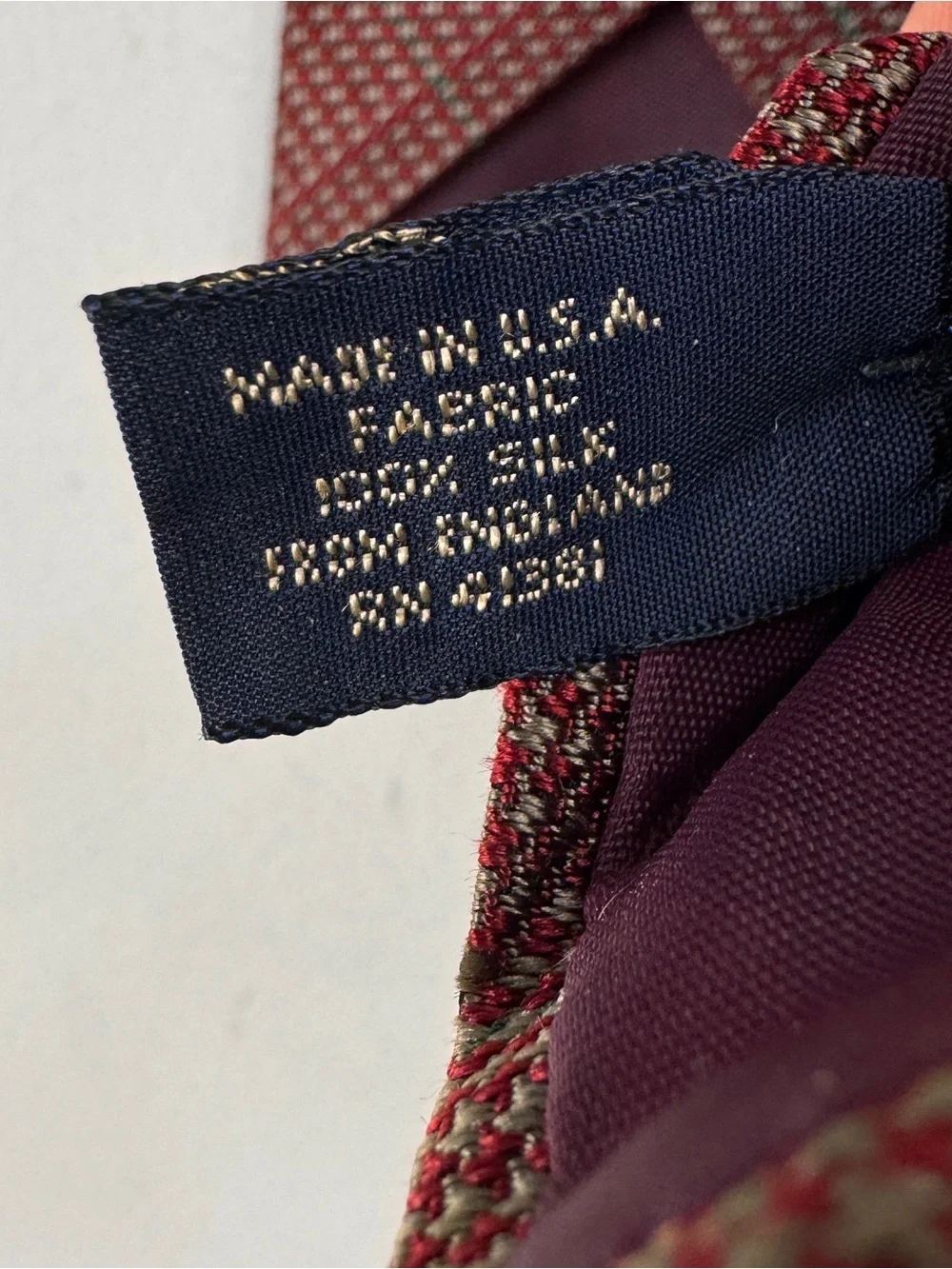 Vintage Polo Ralph Lauren Houndstooth Plaid Micro Duck Motif Tie Old Money